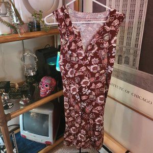 ⚡NWOT⚡ Lands' End paisley maroon shift dress, L